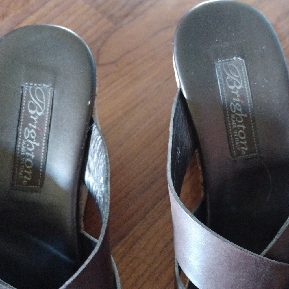 Brighton Derby Cork Wedge Rhinestone Strap Sandals 8M - Picture 5 of 7